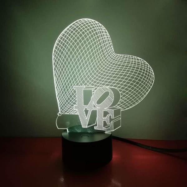 3D Natlampe LED Illusionslampe Sengelampe Bordlampe, AT