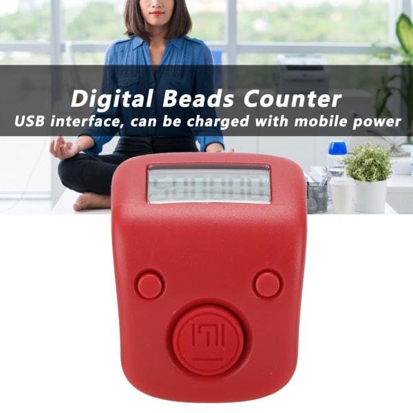 Digital Perleteller Manuell Ringform Mini Chanting Counting Tool for Buddhist MeditationAuspicious Red