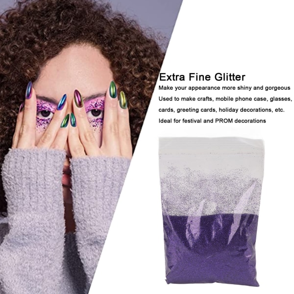 Erittäin hieno glitter 50g Kiiltävät kimalteet Upea Katseenvangitsija Laajalti käytetty Helppo poistaa Käsityö glitter kynsikortille Kasvot Purple