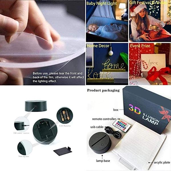 3D LED nattlampa Genshin Impact Hu Tao Acrylic LED La