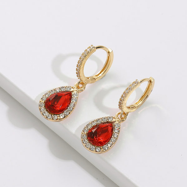 Rhinestone Teardrop Örhängen med Cubic Zirconia G