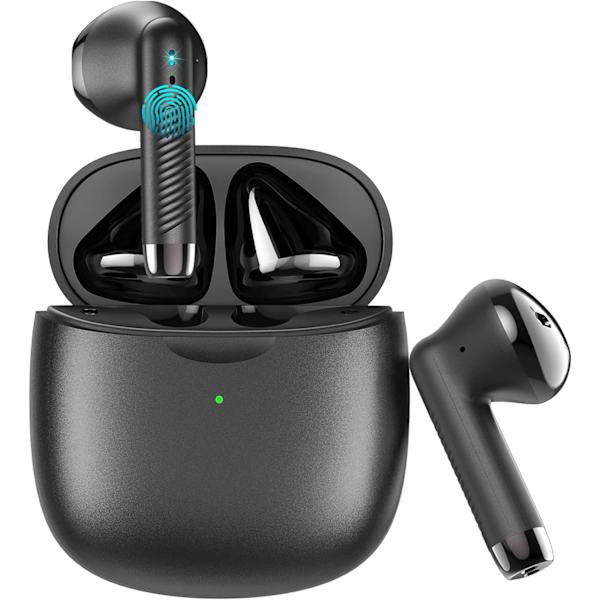 Langattomat nappikuulokkeet, Bluetooth 5.3 -kuulokkeet, stereobasso, Bluetooth-kuulokkeet korvan sisään, melunvaimennusmikrofoni, kuulokkeet IP7-vedenpitävät urheiluun, 32 tunnin toistoaika Black