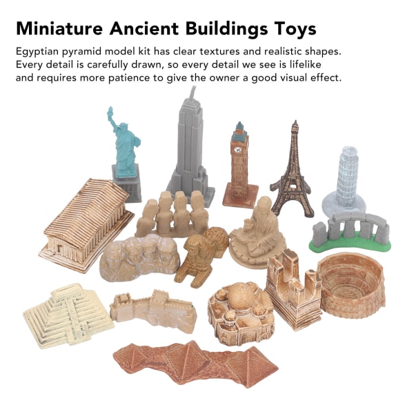 17 st miniatyr antika byggnader leksaker runt om i världen stad miniatyrer byggnader egyptisk pyramid modell kit antika egypten leksaker