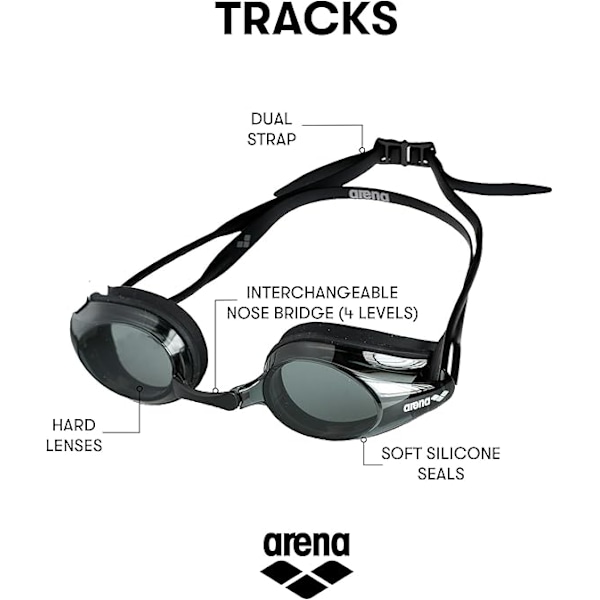 Tracks Unisex Vuxen Essential Racing Simglasögon Tävlingssimmare FINA-Godkända Anti-Imma Spegel/Icke-Spegel Lins