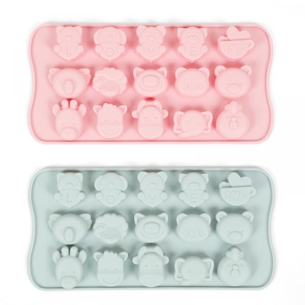 2PCS Cartoon Animal 15 Grid Pressed Soft Bottom Ice Block M