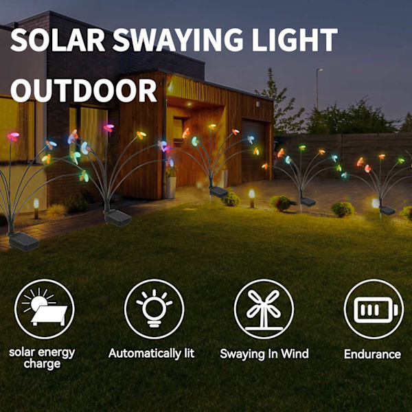 2 sarjaa aurinkokennokäyttöisiä mehiläisvalaisimia IP65 vedenpitävä 10 LEDiä aurinkokäyttöiset koristevalot ulkokäyttöön puutarhaan terassille kotiin Colourful light 10