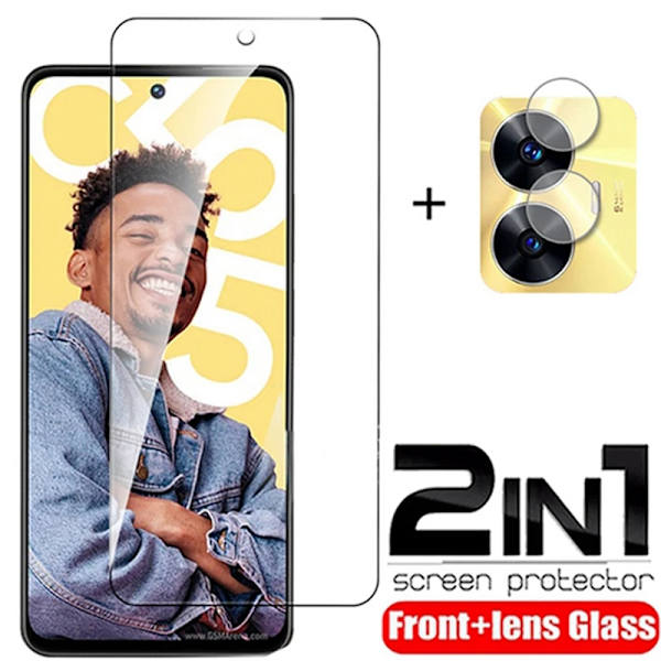 2in1 Härdat Glas För Realme C33 Skärmskydd Glas