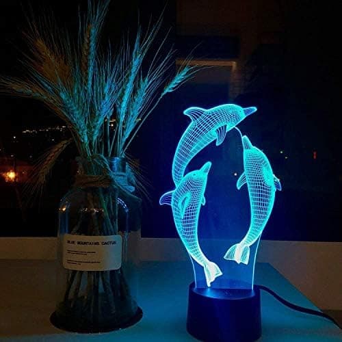 Dolphin Jenters Gaver Akryl 3D Illusjon Nattlys USB LE