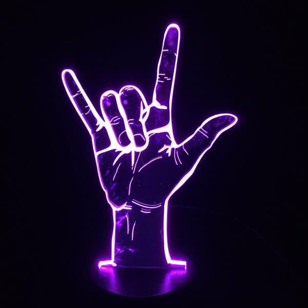 3D Optisk Illusion Jeg Elsker Dig Tegnsprog LED Hologram Ni