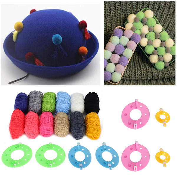 Pompom Maker Kits Fargerike Fluff Ball Weaver DIY Ullgarn Strikking Håndverk Gaver