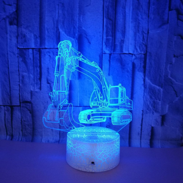 Ny grävmaskin 3D nattljus, 7 färger som ändras med fjärrkontroll C
