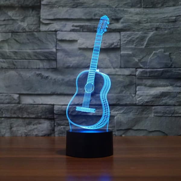 Guitar 3D Model Visuel Optisk Illusion 7 Farveskift Touch