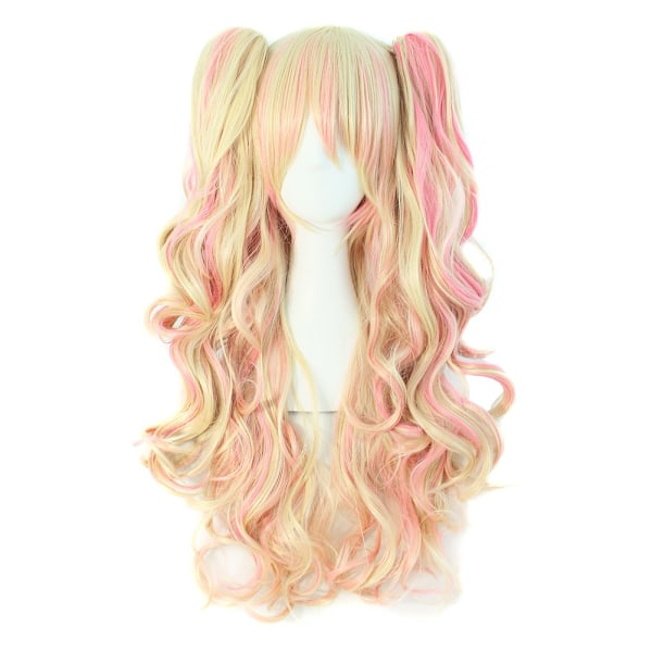 Multifarvet Lolita Lang Krøllet Clip-On Syntetisk Hestehale Cosplay Paryk til Kvinder Halloween Familiefest type D