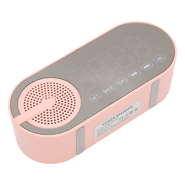 Digital klocka med Bluetooth-högtalare, LED-spegeldisplay, FM-radio, liten väckarklocka med dubbla alarm för sovrumskontor