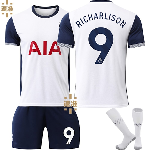 24/25 Fotballdrakt for barn Treningsdress Fotballdrakt for gutter, Hotspur NO.9 Richarlison Fotballag Jersey Treningsdress Skjorter Shorts a 20