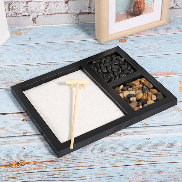 Zen Hage Sand Tray Dekorasjon Desktop Micro Landskap Ornament Håndverk for Hjem Stue Teahouse