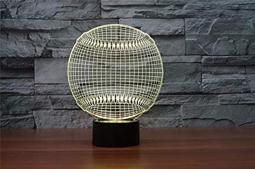 3D Baseball Natlampe Touch Bord Skrivebord Optisk Illusion La