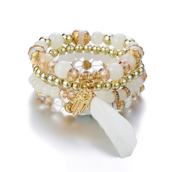 1PCS Bohemian Träpärlor Armband, Färgglada Kristallpärlor