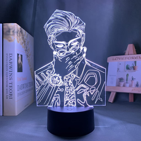 3D Illusion Jujutsu Kaisen LED Anime Lampe 16 Farveændringer Fjernbetjening Skrivebordsnatlys (Ryomen Sukuna)