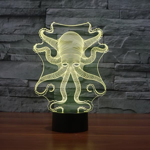 3D Octopus Nattlampa USB-driven Fjärrkontroll Touch Swit
