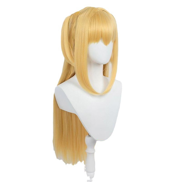 Langt, rett blondt parykk med pannelugg for cosplay, søte kvinnelige syntetiske parykk for Halloween-kostyme, Comic Con