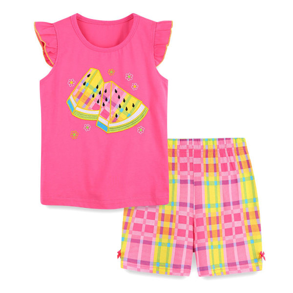 Vattenmelon flickors pyjamas set 2-delad rosa, L