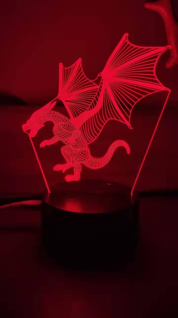 3D Ild Dinosaur Natlys Illusion Soveværelseslampe med USB