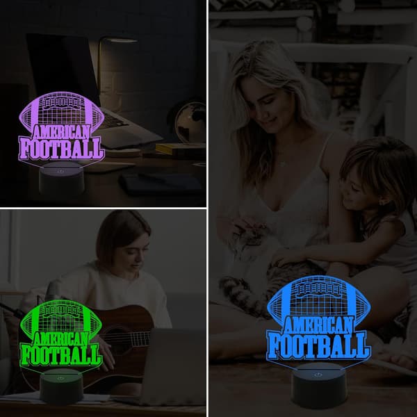 Fodbold 3D Illusion Lampe, Rugby Optisk LED Natlys til Børneværelses Dekoration