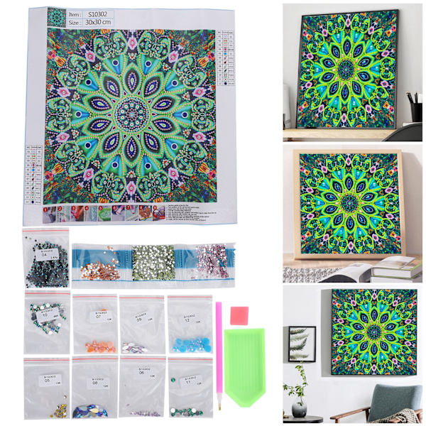 5D Specialformad Diamantmålning Mandala Blomma DIY Dekorativt Vardagsrum Sovrum Hantverk
