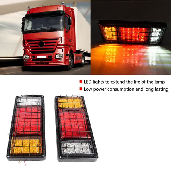 2 st 12V LED Baklyktor Broms Back 40 LED-indikatorlampor för Trailer Lastbil Båt
