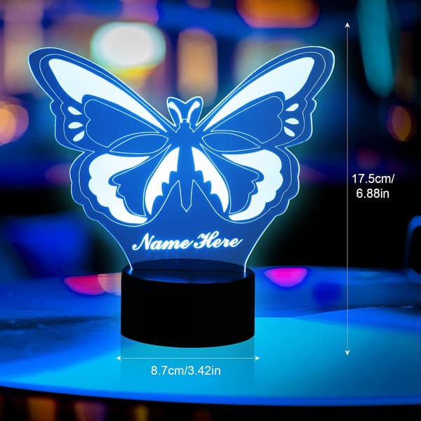 Personlig Sommerfugl Natlampe Brugerdefineret Navn LED Lampe 3D B