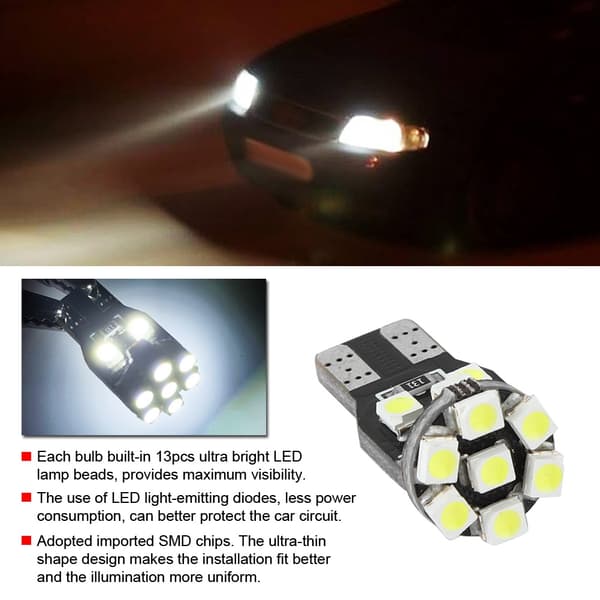 10 stk T10 1210 13SMD LED Bilkilelys Dekoding Canbus Pære Bred Lampe Nummerplate Lys
