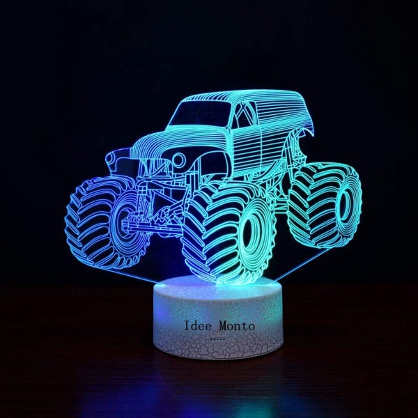 3D-nattlampor för barn, nattlampa för barn, monstertruck