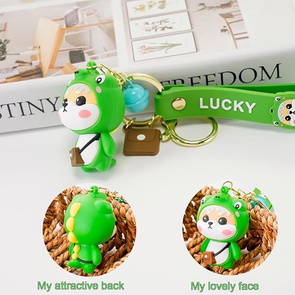 Sööt Keychain Kawaii Anime Avaimenperät Lapsille Reppujen Ripustuskorut Avaimenperä Tarvike Ystävän Lahja Naisille Tytölle Green Dinosaur
