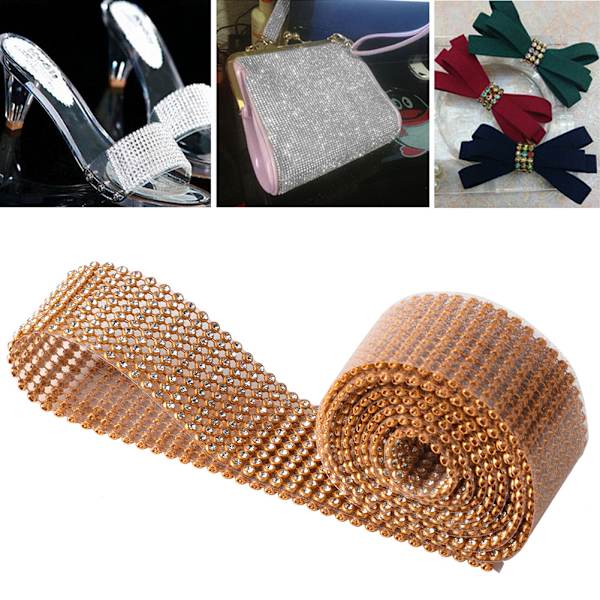 3mm DIY 10 rader imitation diamantnät omslag rulle kristall strass band dekor (#01)