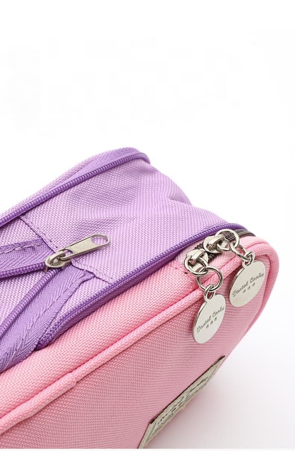 Pennfodral med stor kapacitet, ljusfärgad Cookie Double-N Pink Purple