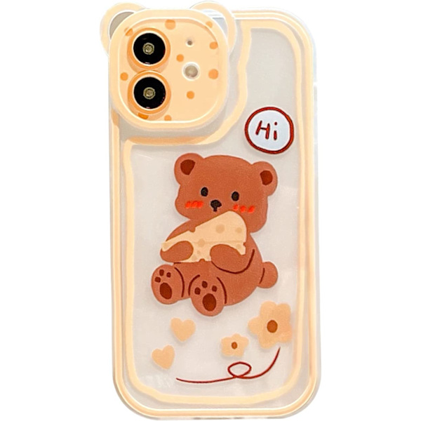 Kompatibel med iPhone 12proCase Transparent Söt Björnhuvud