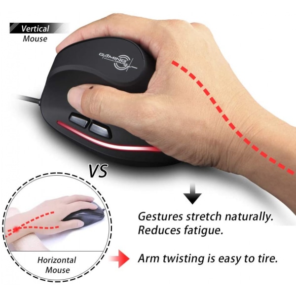 Vertikal trådbunden mus, ergonomisk trådbunden mus, höger hand, USB