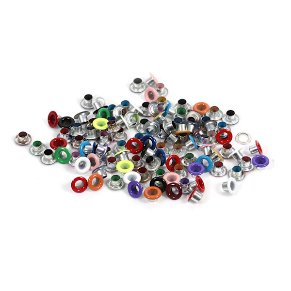 100 sæt 4 mm metaløjer scrapbooking-korthul læderhåndværk beklædningstilbehør (blandet farve)