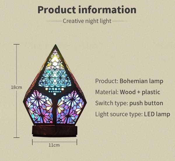 Boheme LED Lampe, Træ Lys Projektion Natlampe 3D Col