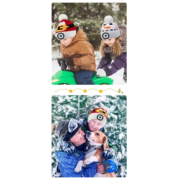 Børne Beanie Hat; Lysende Hat; LED Lys Hat; Strikket Hat; Varmt Hat Brown