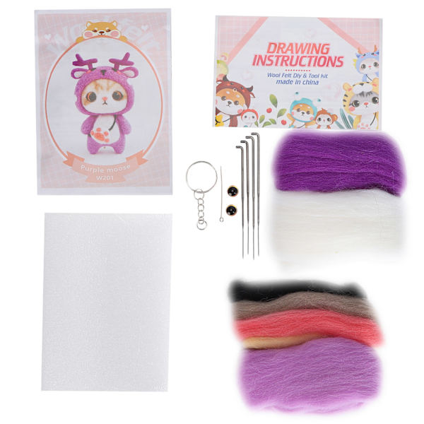 Nålfiltning Ull Kemisk Fiber Plyschdocka Tillverkning DIY Material Nål Handgjord Hantverk(201# Älg )