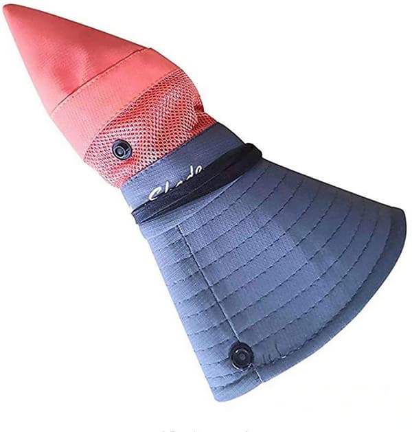 Dame Hestehale Sommer Solhat UV Beskyttelse Bred Skygge Foldbar Red