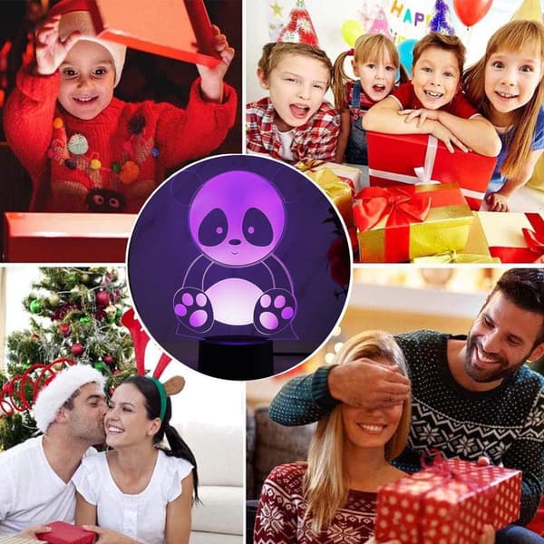 Panda 3D LED Lys Illusionslys til Børn Optisk Illusion