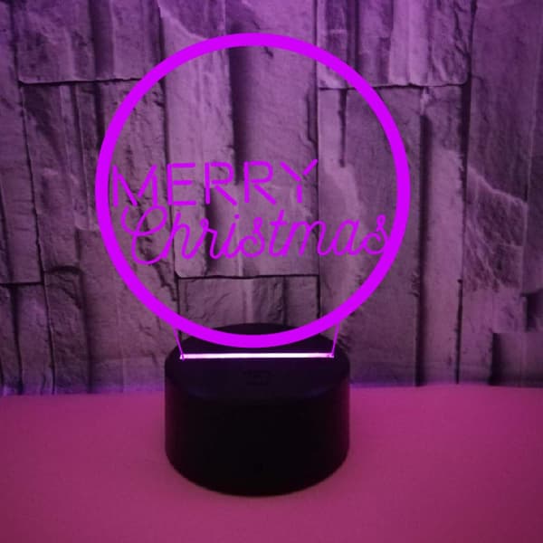 Jule Natlampe, 3D Illusionslampe, 7 Farver Skiftende