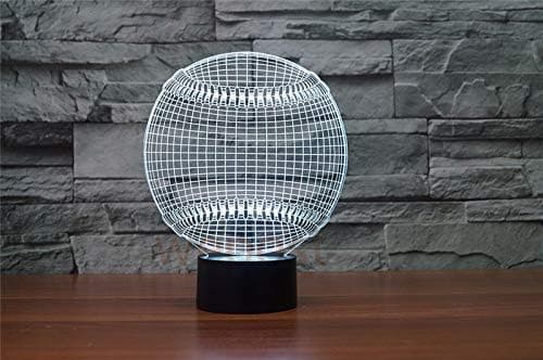 3D Baseball Natlampe Touch Bord Skrivebord Optisk Illusion La