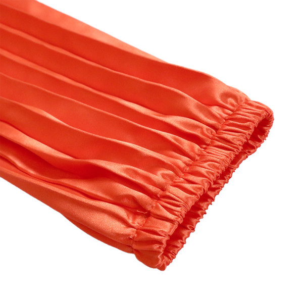 Kortärmad hög midja bälte A Line Kort klänning (Orange S)