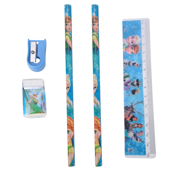 Combination Stationery Set Cartoon Pencil Case 6-in-1 Kit for Children Students Gift (Princess)