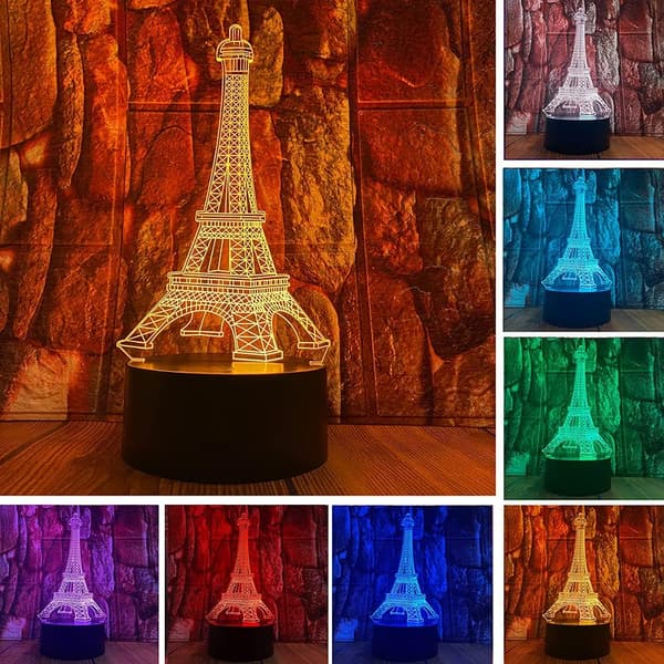 Paris Fashion Style Eiffeltårnet 3D LED Optisk Illusjon Dec