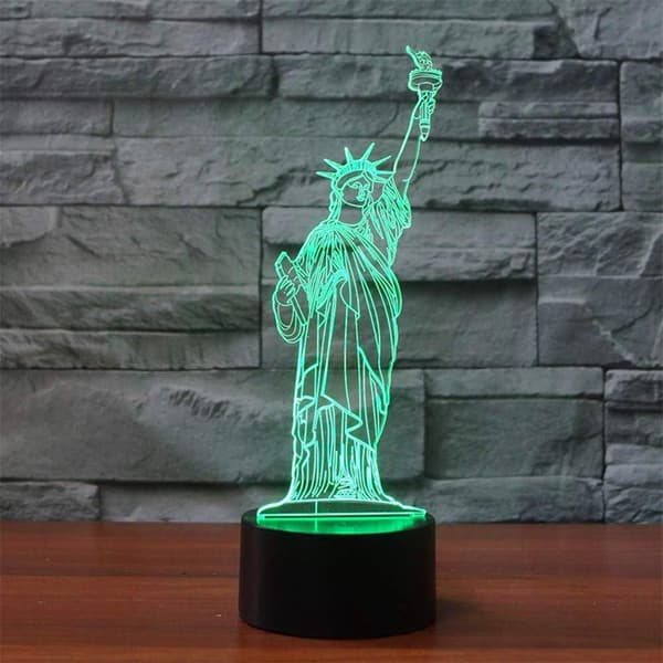 3D Illusion Lampe Frihedsgudinden LED Natlys Touch Con